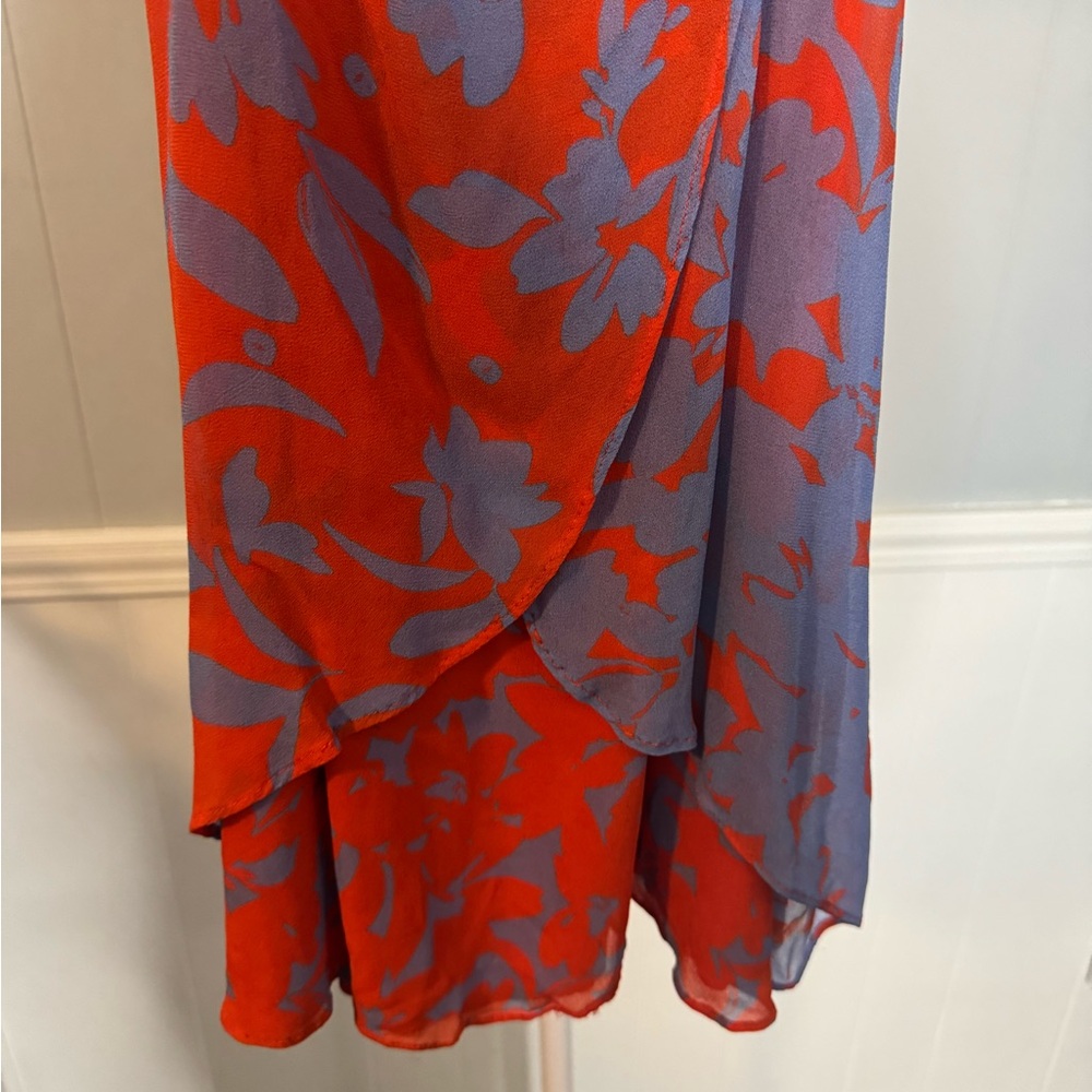 Maeve Contrasting Floral Red and Purple Women's Top Large - Picture 3 of 5